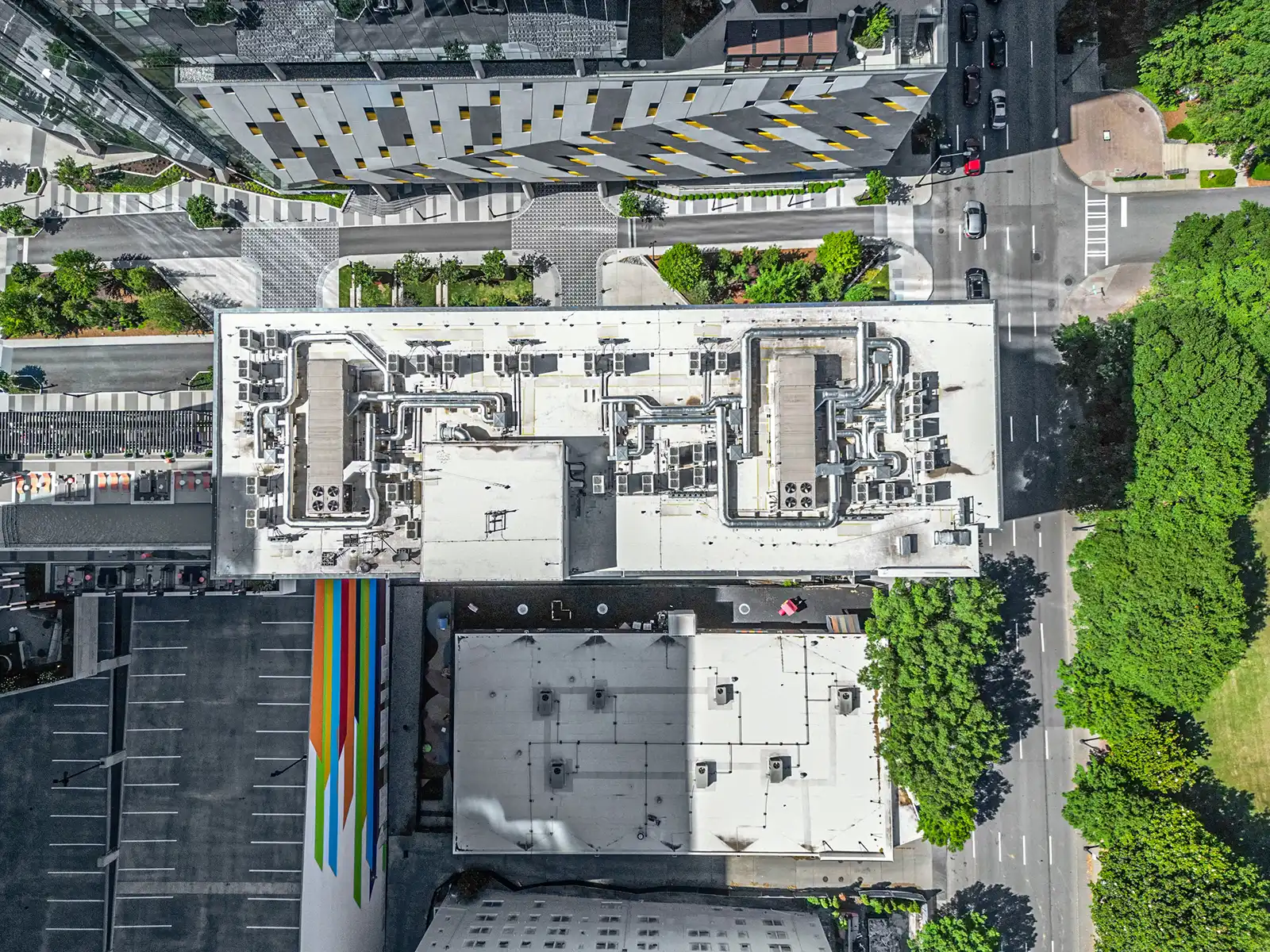 aerial photo of The Shane hotel in Midtown Atlanta, GA